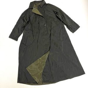 MYCRA PAC NOW Reversible Black/Olive Green Lightweight Trench Coat  Size:  S/M